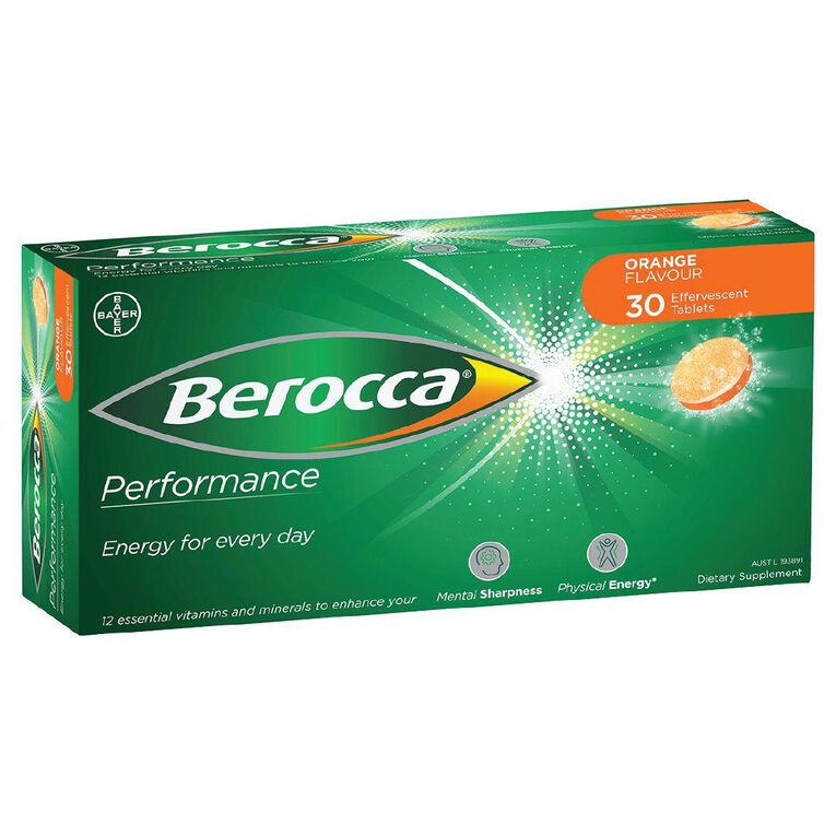 Berocca Energy Vitamin B & C Orange Flavour Effervescent Tablets 30 Pack