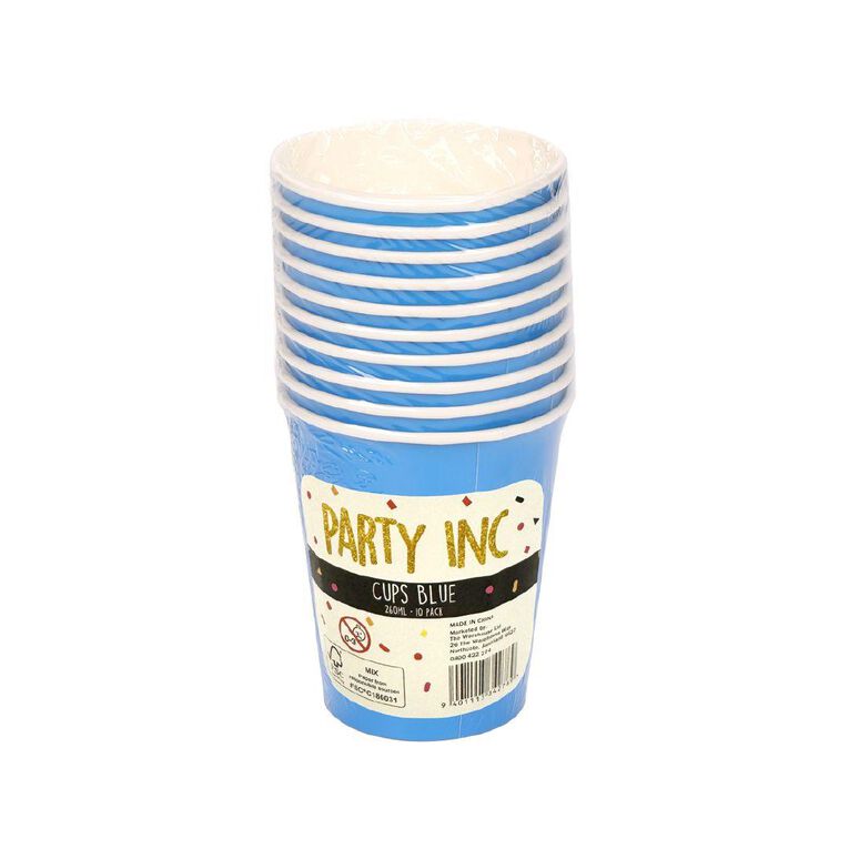 Party Inc Cups 260ml Blue 10 Pack
