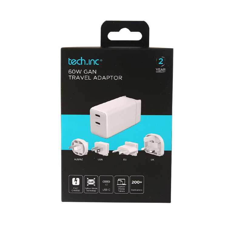 Tech.Inc 60W Gan Travel Adaptor White