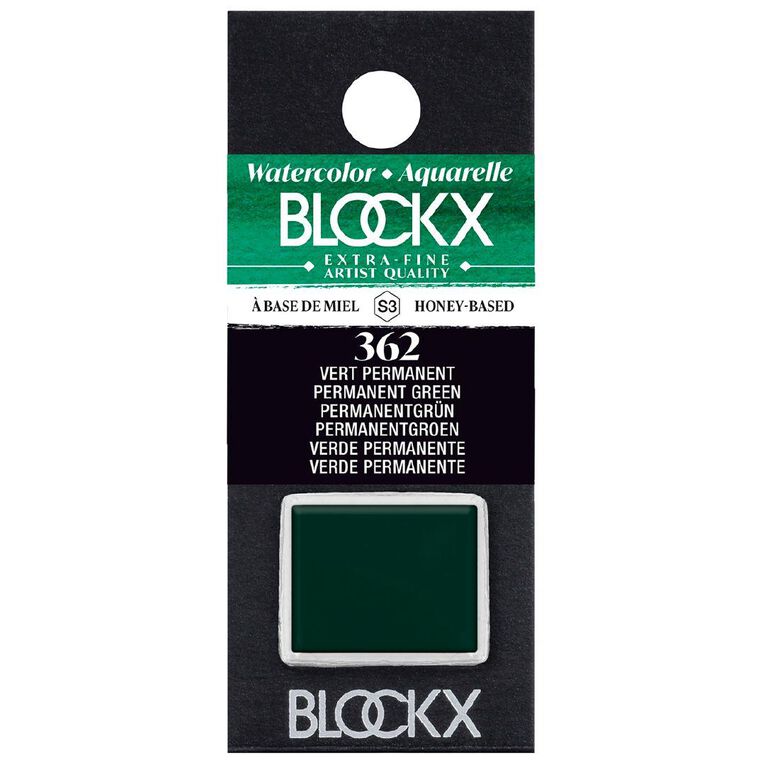BLOCKX Watercolour Half Pan S3 362 Permanent Green