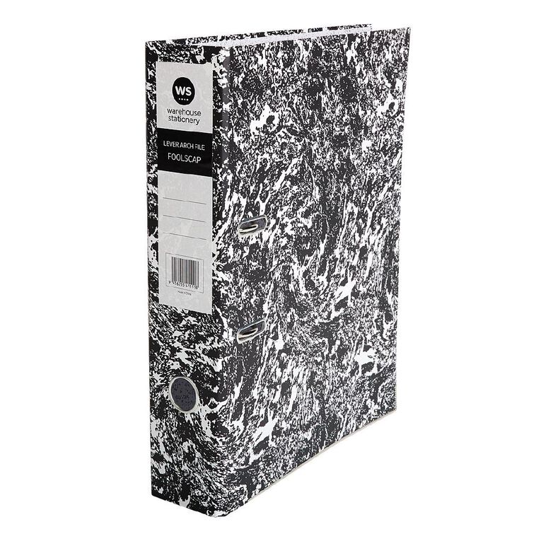 WS Lever Arch File Foolscap Mottle Black Black/White