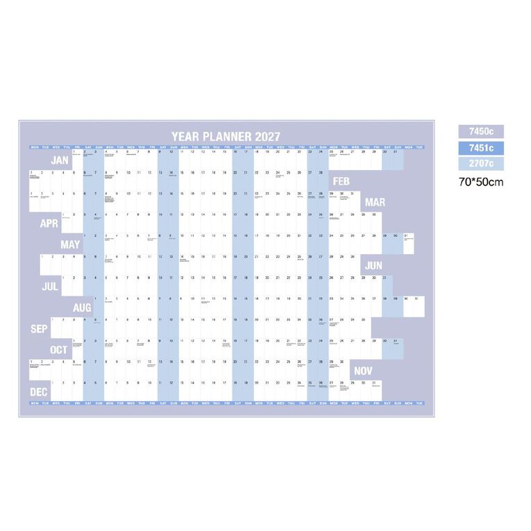 WS 2027 Wall Planner Unlaminated 700x500mm