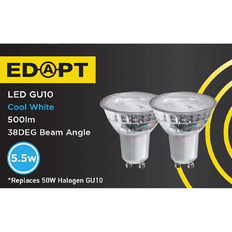 Edapt LED GU10 Light Bulb 5.5W Cool White 2 Pack