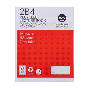 WS Lecture Book 2B4 7mm Ruled Hardcover 94 Leaf Red
