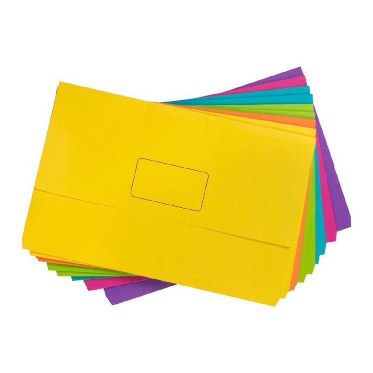 Marbig Slimpick Foolscap Document Wallet Brights 10 Pack