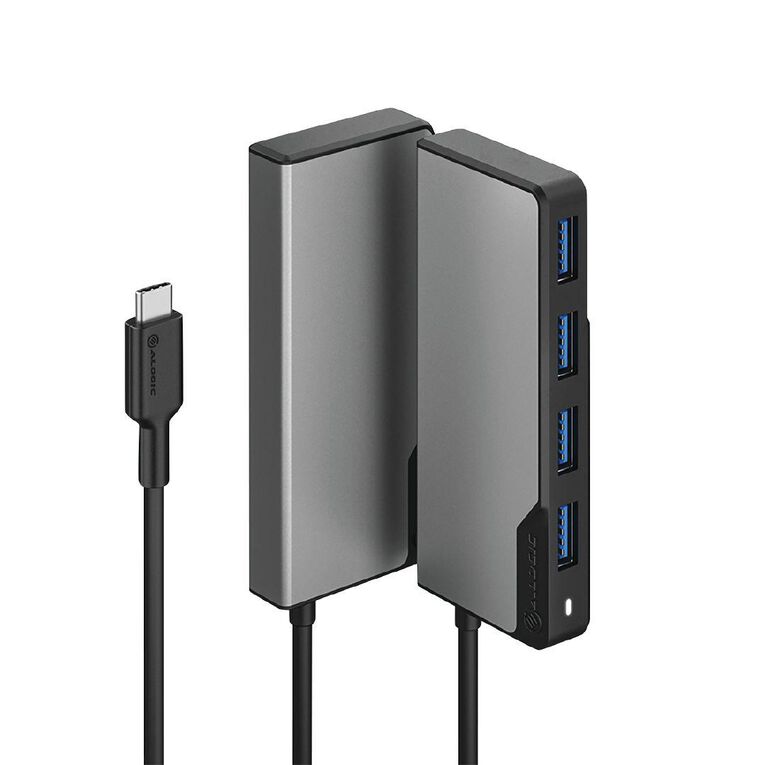 Alogic USB-C Fusion Swift 4-in-1 Hub 4x USB-A Silver Grey