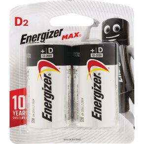 Energizer Max Alkaline Batteries D 2 Pack 2 Pack