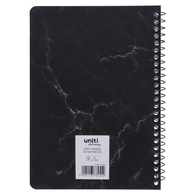 Uniti Stationery Marble Black A5 Notebook
