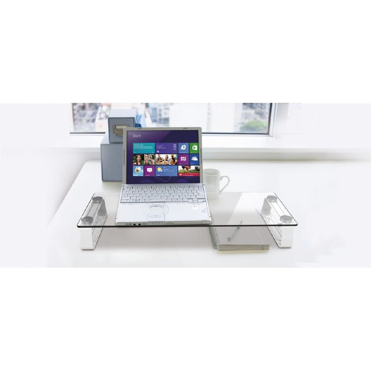 Bracom Universal Tabletop Monitor Riser Glass Top