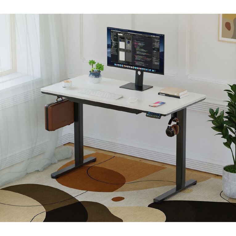 Workspace Height Adjustable Desk 1200W with Drawer White
