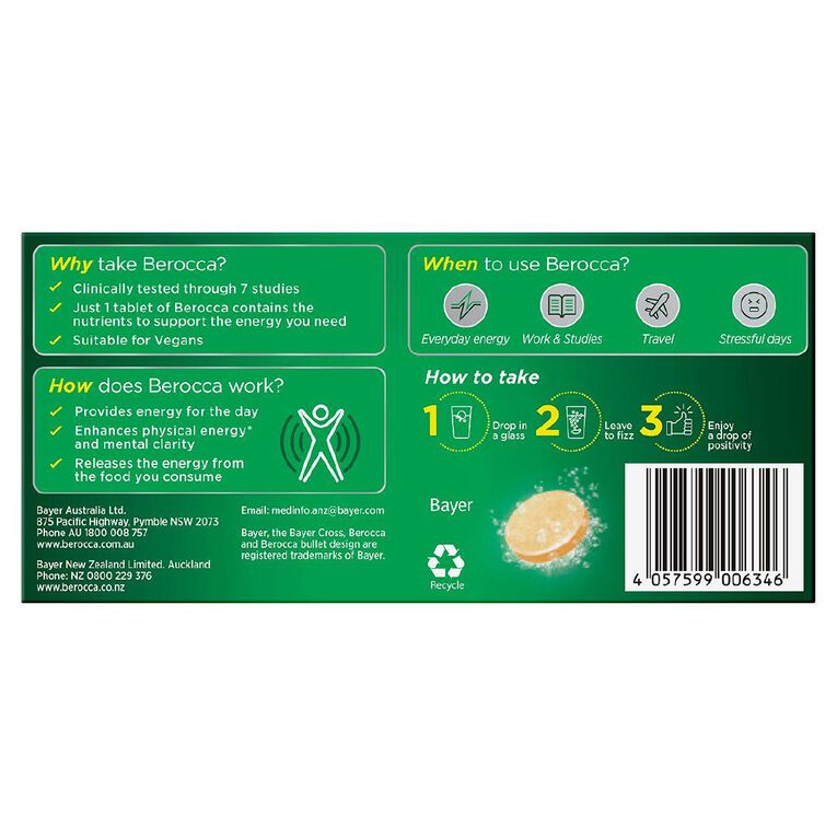 Berocca Energy Vitamin B & C Orange Flavour Effervescent Tablets 30 Pack