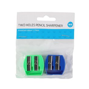 WS Coloured Pencil Sharpener 2 Hole - 2 Pack