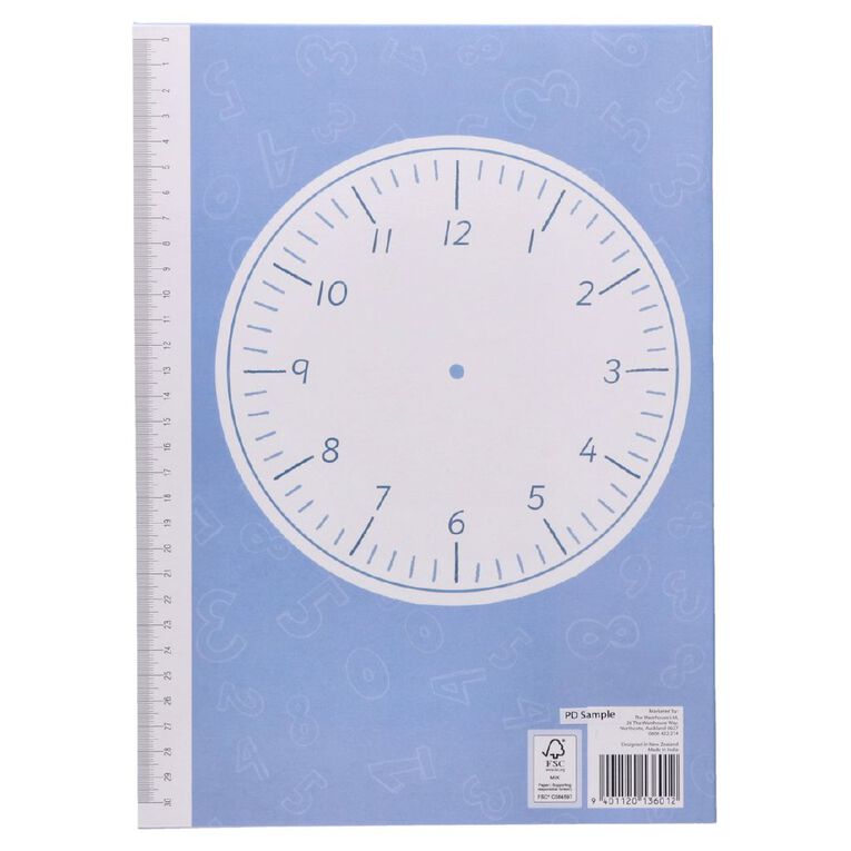 WS Maths 1 Tahi 10mm Quad & Unruled 32 Leaf with Margins Blue