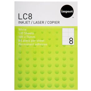WS A4 8 Labels 100 Sheets White 105mm x74mm