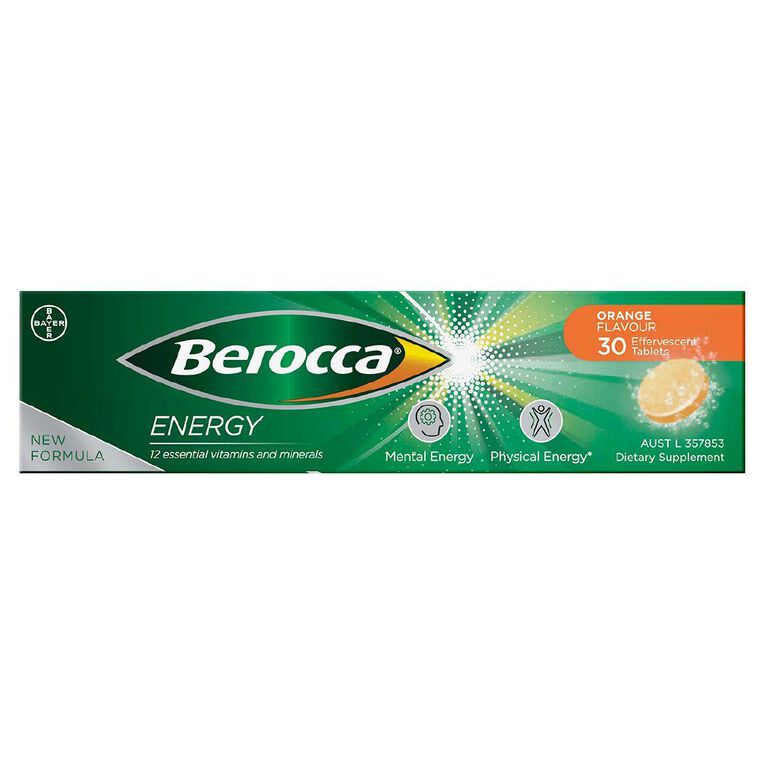 Berocca Energy Vitamin B & C Orange Flavour Effervescent Tablets 30 Pack