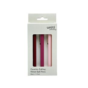 Uniti Stationery Country Calling Metal Pens 3 Pack