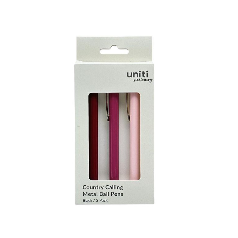 Uniti Stationery Country Calling Metal Pens 3 Pack
