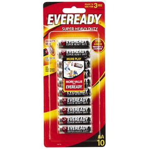 Eveready Super Heavy Duty Batteries AA 10 Pack 10 Pack