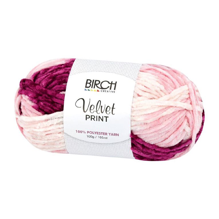 Birch Velvet Yarn 100% Polyester 100G Print Wine Mix