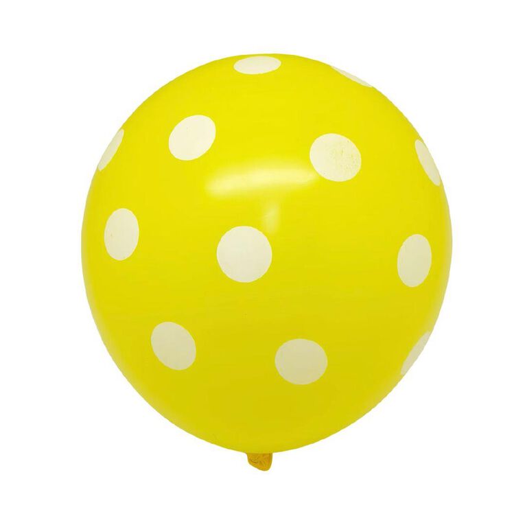 Party Inc Balloons Printed Spot 30cm Yellow 10 Pack