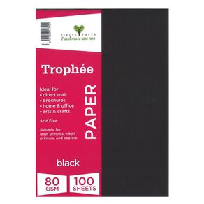 Trophee Paper 80gsm Black A4 100 Pack