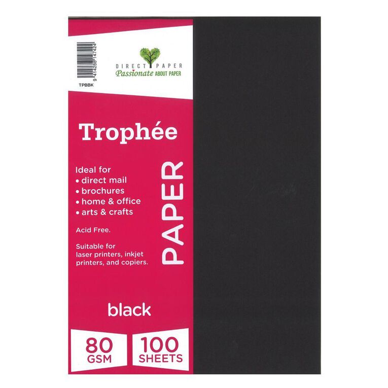 Trophee Paper 80gsm Black A4 100 Pack