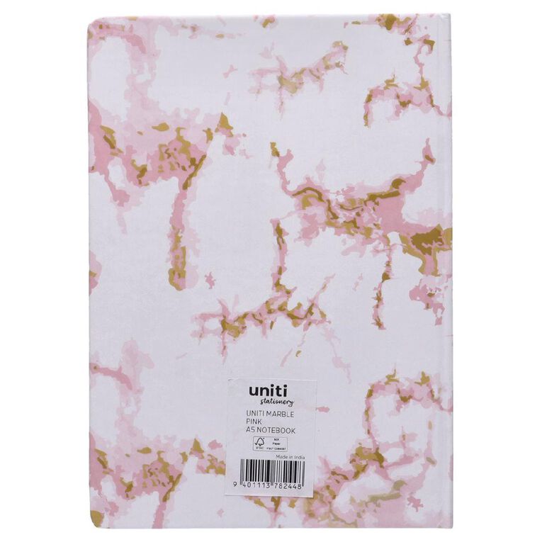 Uniti Stationery Marble Pink Notebook A5