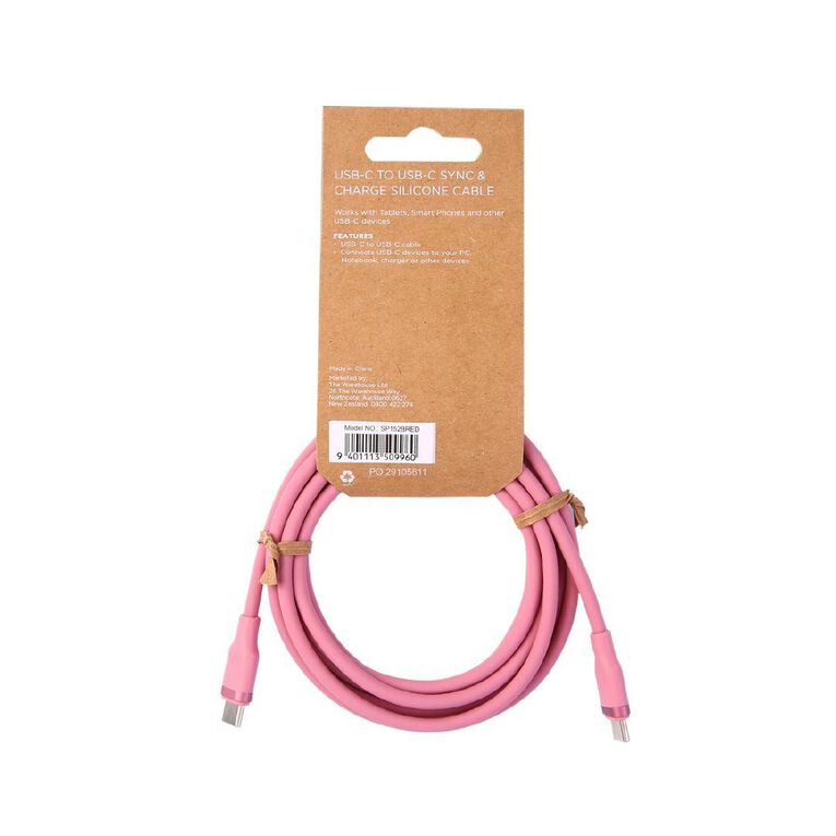 Lifestyles USB-C To USB-C Cable 2M Silicone Dusty Pink