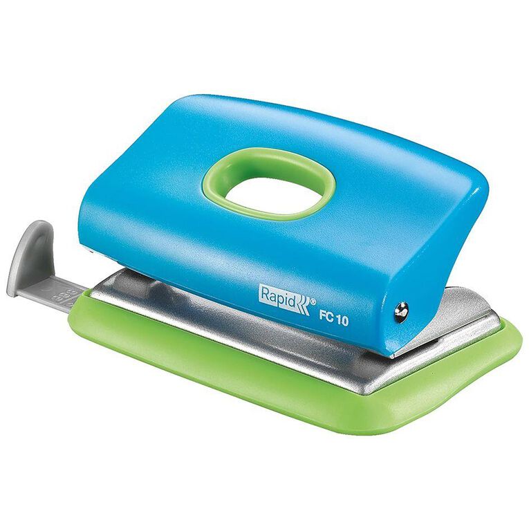 Rapid 2 Hole Punch 10 Sheet Funky Blue/Green