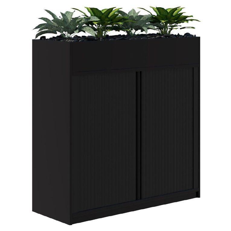 Rapid Tambour Planters with Plants 1200 x 1200 Lockable Black Black