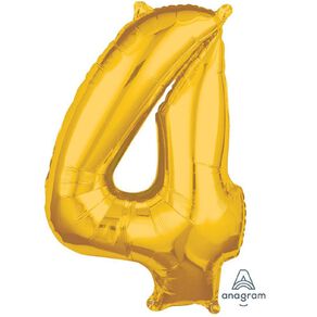 Anagram Mid-Size Shape Gold Number 4 Balloon