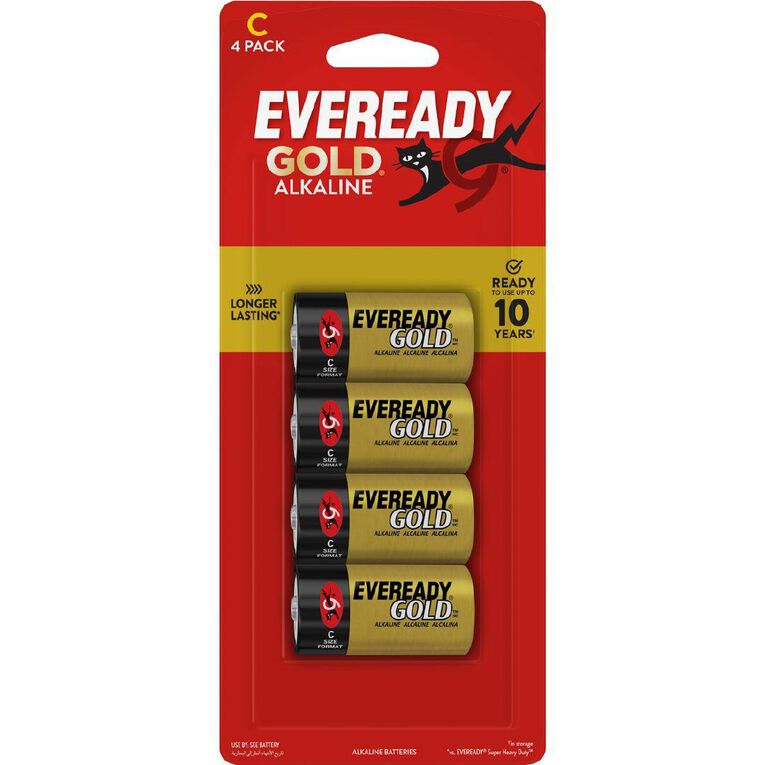 Eveready Gold Alkaline Batteries C 4 Pack