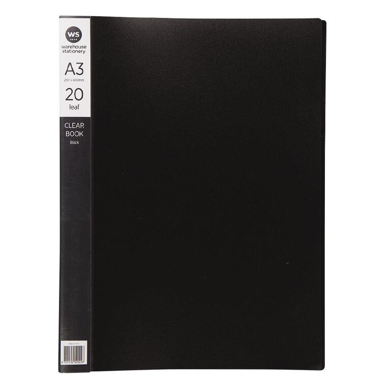 WS Clear Book 20 Leaf Black A3