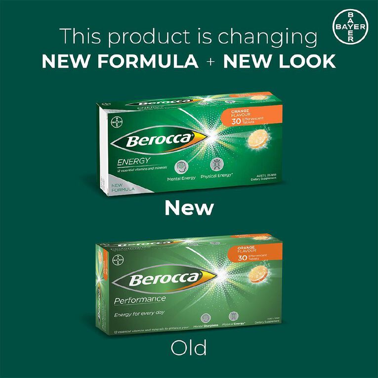 Berocca Energy Vitamin B & C Orange Flavour Effervescent Tablets 30 Pack