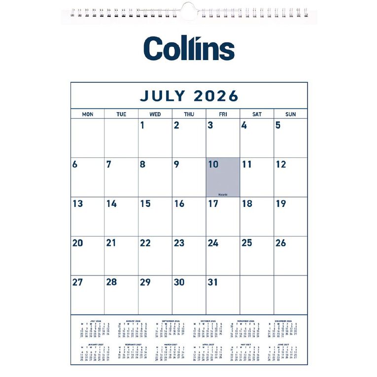 Collins Calendar Mid Year A3 Month To View 2026 2027