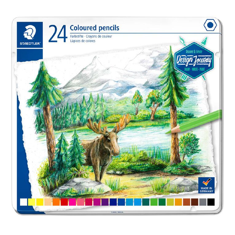Staedtler Design Journey Coloured Pencil Tin 24 Pack Assorted
