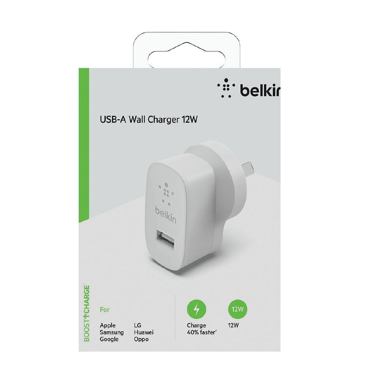 Belkin BoostCharge 12W Single Port USB-A Wall Charger White