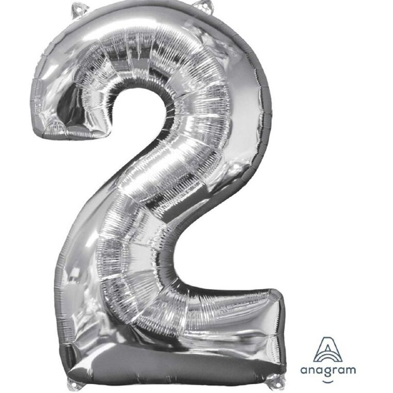 Anagram Mid-Size Shape Silver Number 2 Balloon