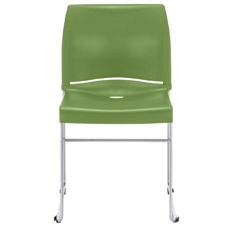 Buro Seating Envy Stacking Chair Green Reflective Silver Frame Green