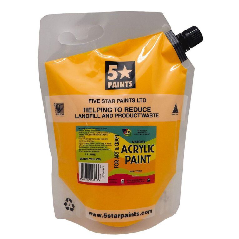 Fivestar Acrylic Paint Warm Yellow 1.5 litre Pouch