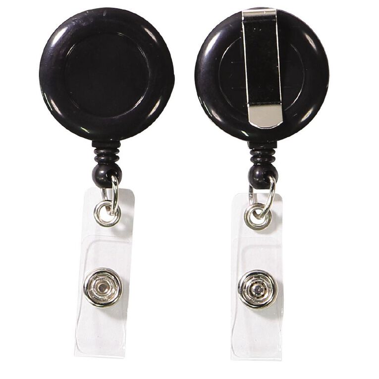 WS Card Holder with Strap and Retractable Cord Black 2 Pack
