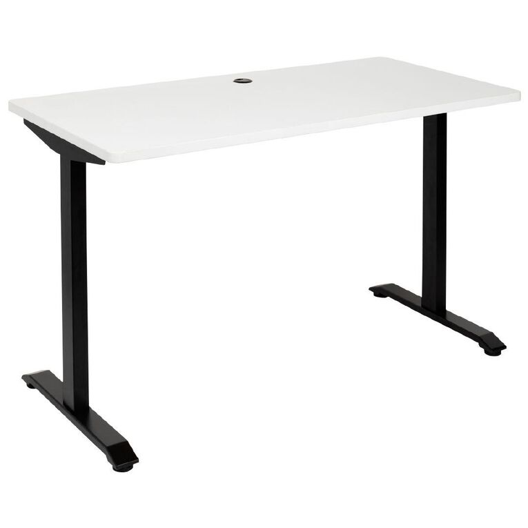 Jasper J Emerge 1200x600 Straight Desk White Top With Black Metal Base