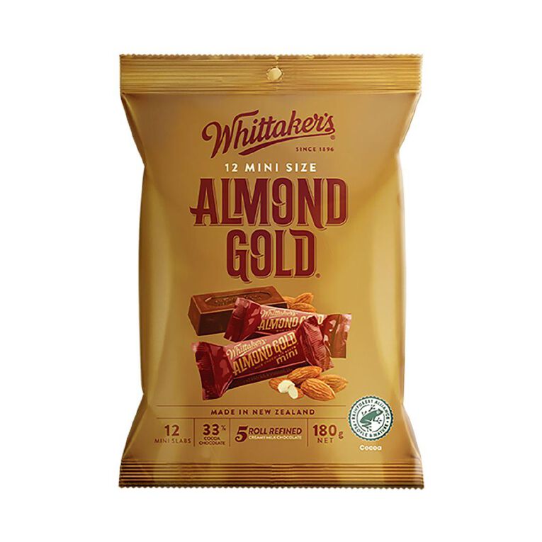 Whittaker's Mini Slab Almond Gold Share Pack 12 Pack 180g