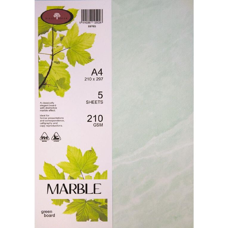 Direct Paper Marble Paper 210gsm Green A4 5 Pack
