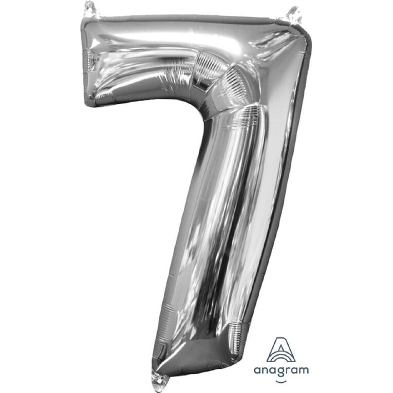 Anagram Mid-Size Shape Silver Number 7 Balloon