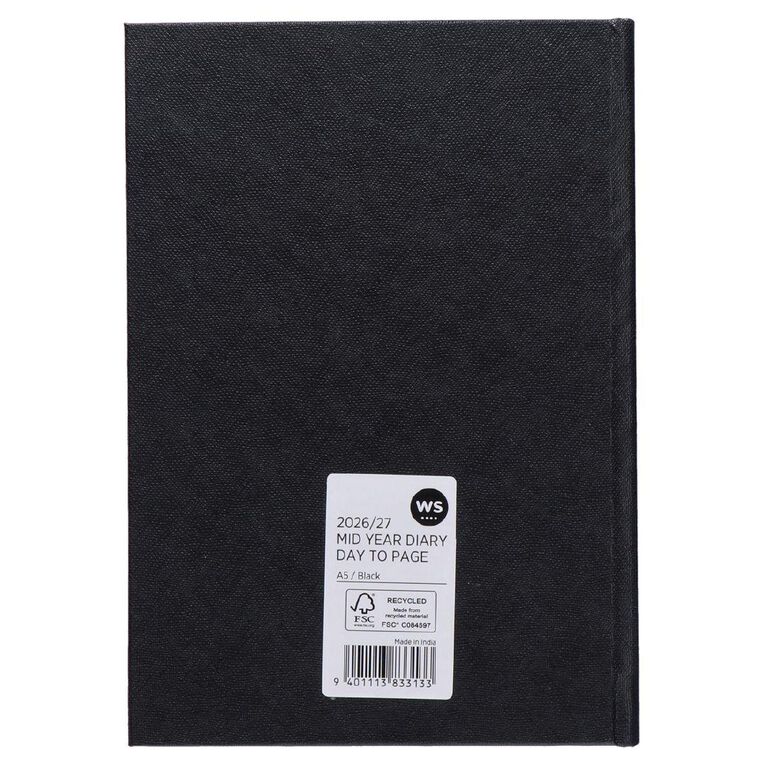 WS Mid Year Diary Black Date To Page A5 26-27