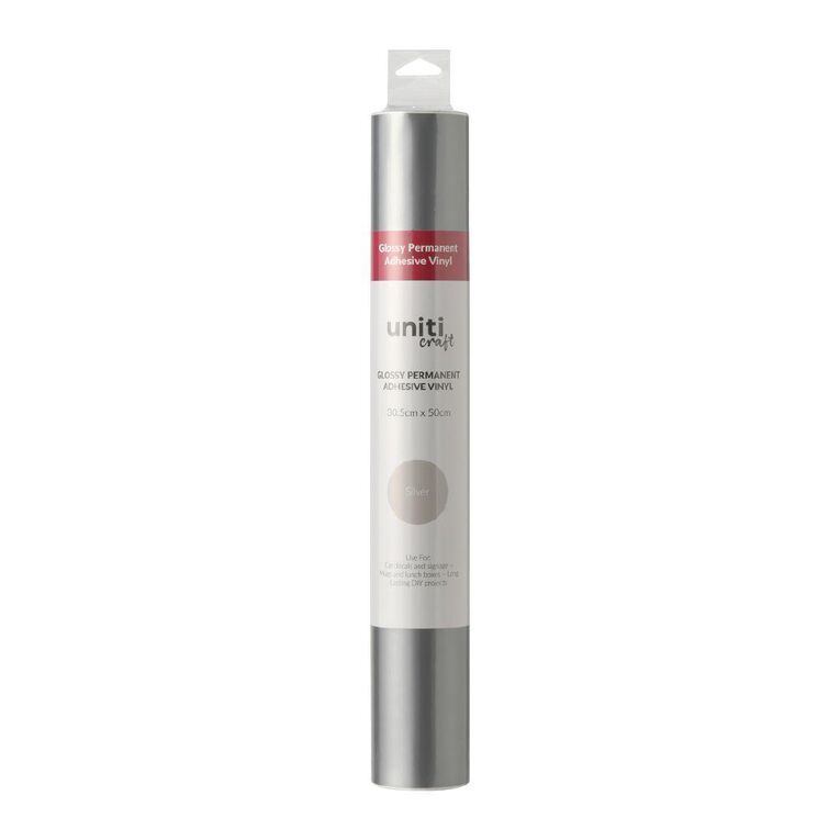 Uniti Craft Adults Glossy Permanent Vinyl Silver 30.5cm x 50cm