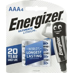 Energizer Ultimate Lithium Batteries AAA 4 Pack