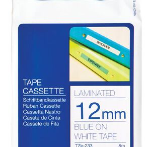 Brother P-Touch Tape Tze-233 12mm 8m Blue On