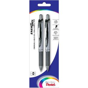 Pentel EnerGel RTX Liquid Gel Pen 0.7mm Black 2 Pack